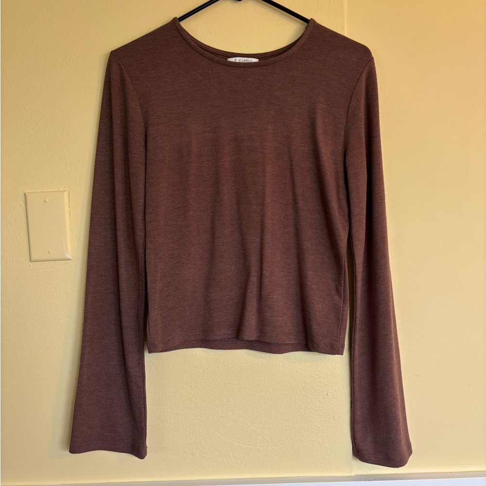 Z Supply Lightweight Long Sleeve Crew in Mauve Brown
